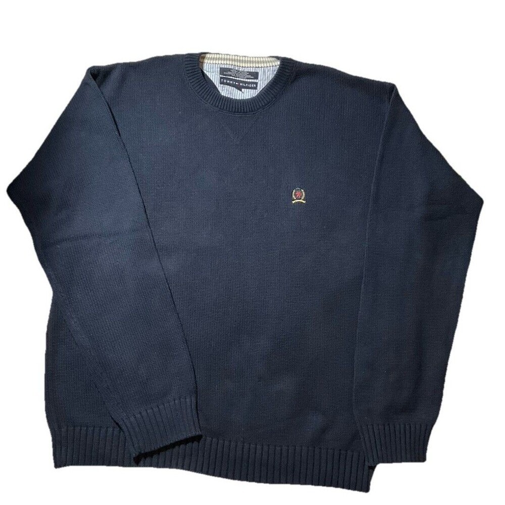 Tommy‎ Hilfiger Men’s Navy Crest Logo Cotton Crewneck Sweater XXLT